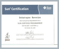 Certificate from Sun Microsystems, U.S.A.